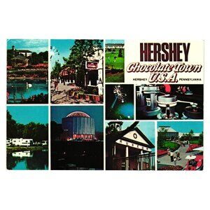 Vintage Hershey Chocolate Town USA Postcard Candy PA Town Attraction Vacation